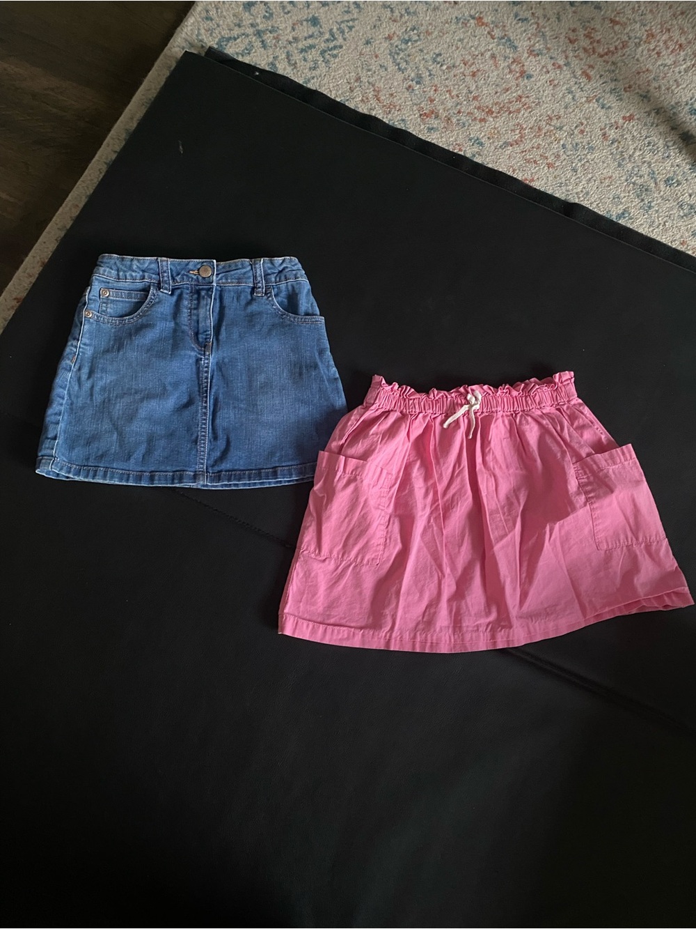 Mini Boden and Hanna Andersson Size 7/8 skirt bundle of two Jean and pink cotton